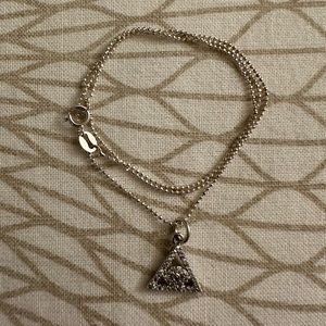 NWOT 925 Sterling Silver Evil Eye Necklace with Crystal Charm